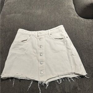 Zara Cream Denim Skirt with Button Detail